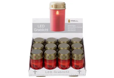 Zdjęcie produktu dla METALLWARENFABRIK MOLL LED Grablicht, batteriebetrieben, rot 12 Stück Verkaufseinheit 404637 4260002786784