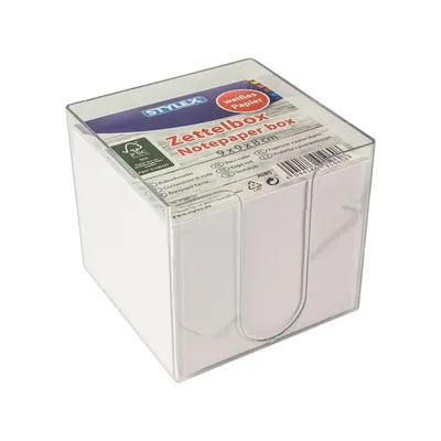 Produktbild von Zettelbox mit 700 Blatt weiße Notizzettel / Farbe: transparent klar