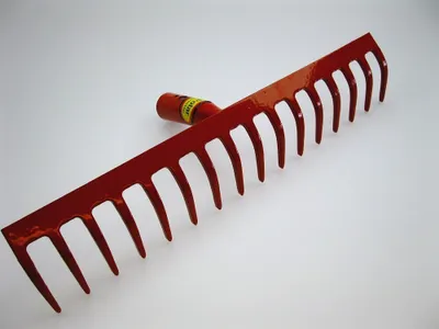 Produktbild von Polar Stahl-Rechen Rot 8 - 18 Zinken Stahlstärke 5 mm inkl. 150 cm Stiel, Modell:2235 (16 Zinken)