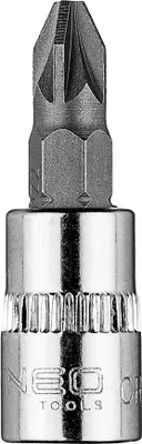 Produktbild von NEO TOOLS Sechskantbit, stabiler Sechskant-Bit, auf 1/4"-Einsatz, kurz, 37 mm, CrV-Stahl, der so genannte Antrieb, es sich leicht in einen Schraubendreher oder einen Schraubenzieher einbauen (PZ2)
