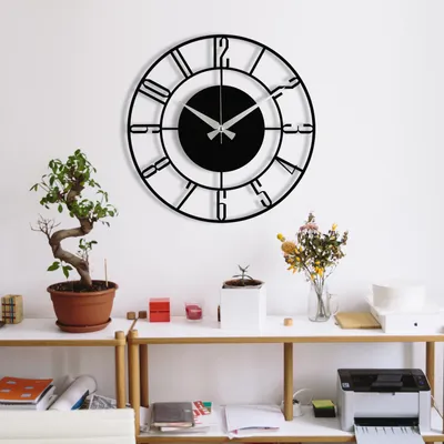 Obrázek produktu pro Opviq, Enzoclock - S011, Nástěnné hodiny, černé, kov, 48 x 48 cm