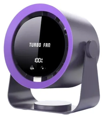 Produktbild von Wiederaufladbarer USB-Tischventilator mit Digitalanzeige, 5 Geschwindigkeitsstufen, ultraleise, 90° verstellbarer Neigungswinkel, Wandmontage möglich für Schlafzimmer, Küche, Camping, Büro, Wohnzimmer