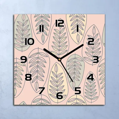 Produktbild von Wanduhr Echt-Glas-Küchenuhr rosa Blätter Kunst Quarz 30x30 Deko Bilder