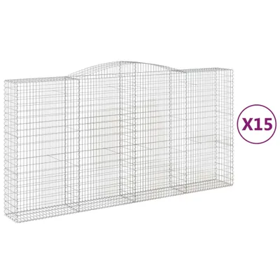 Produktbild von Gabionen mit Hochbogen 15Stk. 400x50x200/220cm Verzinktes Eisen