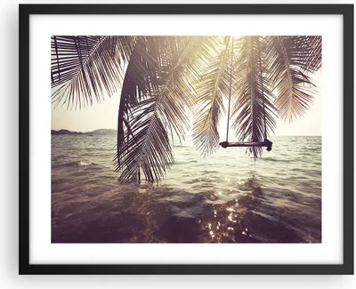 Produktbild von Gerahmtes Poster - Schwarzer Rahmen - Meer Palme Wasser - 50x40 cm - Wand Bild - Wanddeko - Wandbilder - Kunstposter - Wandposter - Bilderrahmen - Bilder - Kunstdruck - Wandbild - P2BAA50x40-3634