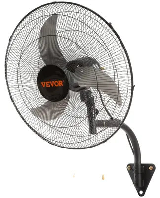 Image de Ventilateur mural VEVOR, Ventilateur mural oscillant 49 cm, 4650 CFM, 3 vitesses, ventilateur commercial ou privé pour le refroidissement d'entrepôts, de serres, d'ateliers, de terrasses, de caves, noir