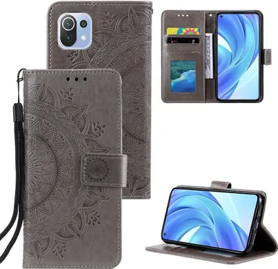 Produktbild von König Design Hülle kompatibel mit Xiaomi Mi 11 Lite Kunstleder Handyhülle - Handy Case Grau