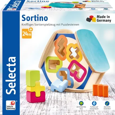 Immagine prodotto di Selecta Spielzeug Sortino Sortierbox, Motorik, Kleinkindspiel, Kleinkindspielzeug, Holz, 16 cm, 62066