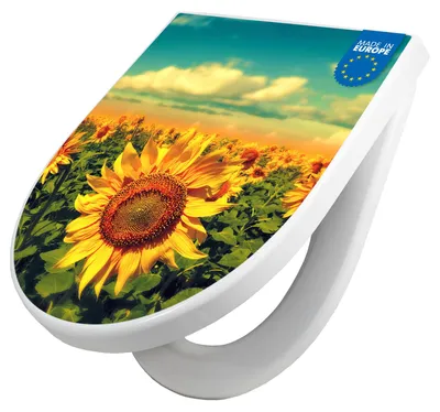 Produktbild von WC Sitz mit Absenkautomatik D Form Motiv Sonnenblumen [TDW3 10886]