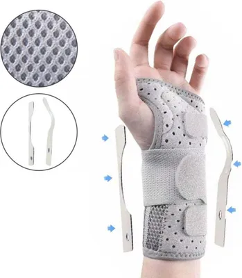 Produktbild von INF Verstellbare Handgelenkstütze Links mit Aluplatte für Sport & Heilung Grau L