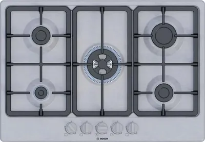 Image de Table de cuisson gaz Bosch Série 4, 5 foyers, 52 x 75 cm, PGQ7B5K90, Inox