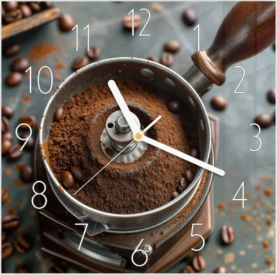 Produktbild von Wanduhr aus Glas mit Motiv Kaffeemühle- 30 x 30 cm - inkl. Aufhängesystem