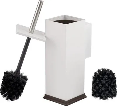 Immagine prodotto di Set per WC in acciaio inossidabile, con supporto a muro e porta-scopa, bianco