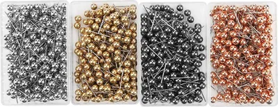 Produktbild von Kopfnadeln, mehrfarbige Hochzeitsstraußnadeln, gerade, 800 Stück, für Schmuckherstellung, DIY, Nähen, Basteln