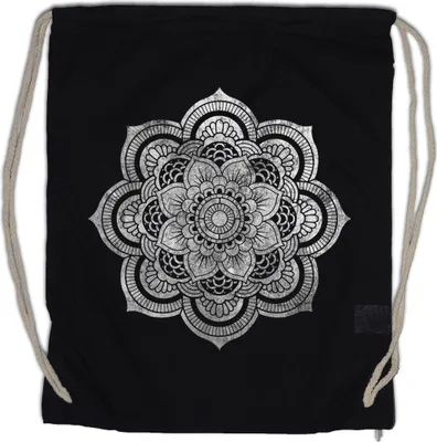 Produktbild von Urban Backwoods Flower Mandala II, Turnbeutel, Farbe: Schwarz