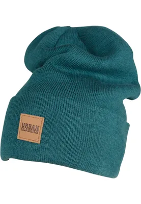 Produktbild von Urban Classics TB626 | Synthetic Leatherpatch Long Beanie One Size - Farbe: jasper - Größe: One Size