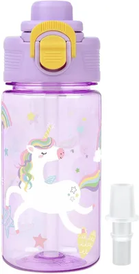 Produktbild von Kinder Trinkflasche 380 ml, lila Einhorn, auslaufsicher, für Schule