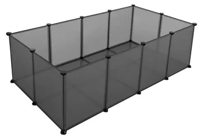 Obrázok produktu pre Ohradenie pre malé zvieratá – plastové panely – odolné voči poveternostným vplyvom – sivé – 143 x 73 x 46 cm