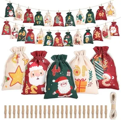 Produktbild von Weihnachtskalender Holzklammern Schnürsenkel 24 Beutel