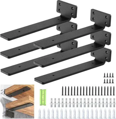 Produktbild von Famanu Wandregalhalterungen 6 Stück - 255 cm schwere Metall-L-Halterungen - industrieller Stil