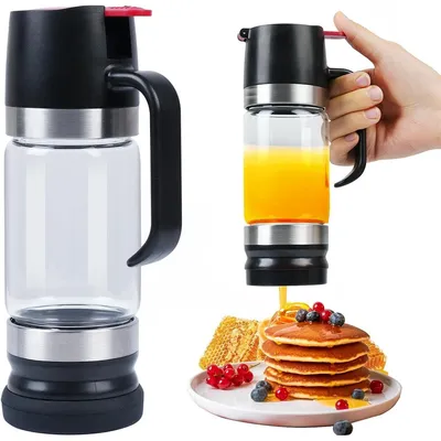 Produktbild von Honigspender aus Glas, 300ml Honigtopf mit Griff, tropffreier Honigbehälter, ideal für Honig und Sirup