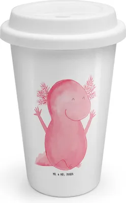 Produktbild von Mr. & Mrs. Panda Thermobecher Axolotl Hurra - Weiß - Geschenk, To Go Becher, Motivation, ToGo Kaffeebecher, Spaß, Freude, Coffee, Lurch