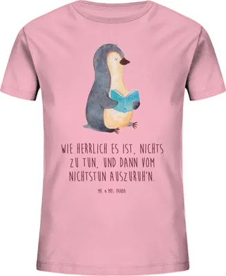 Produktbild von Mr. & Mrs. Panda Kleinkinder T-Shirt Pinguin Buch 5-6 Jahre (110/116) - Baumwolle Pink - Geschenk, Teenager, Kindershirt, Urlaub, Lesen, Kinder Mädchen, Kleinkind