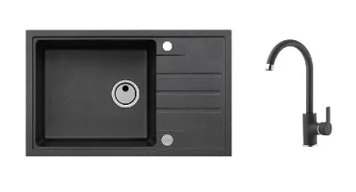 Obrázok produktu pre Granitový drez s batériou ALVEUS Intermezzo 130 Carbon 91 780x480 mm + batéria Tonia SETA027