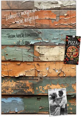 Produktbild von Magnettafel 60x90cm Pinnwand Whiteboard beschreibbar - Antike Holzplanken