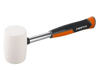 Produktbild von Fleckenfreier Gummihammer 55mm weiß mit Fiberglasstiel und ergonomischem Griff für Fliesenarbeiten