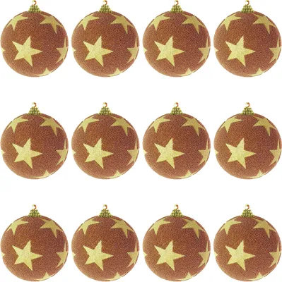Produktbild von 12-tlg. Christbaumkugeln  Weihnachtsbaumkugeln beflockt Glitzer vers. Farben und Größen