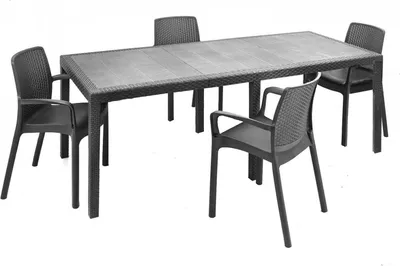 Image de Cortanze - Table et Chaises, Noir Anthracite, Extensible Fabriqué en Italie