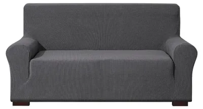 Stretch-Sofabezug Jacquard 2-Sitzer 145-185 cm Dunkelgrau