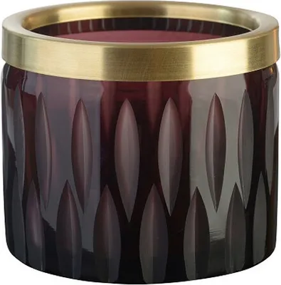 Produktbild von Windlicht Olivenschliff und Goldrand burgund 7,5cm