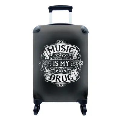 Produktbild von MuchoWow® Koffer Handgepäck Trolley Rollkoffer Kleine Reisekoffer mit 4 Rollen - Musik - Retro - Zitat - Cabin Size < 55x40x23 cm & 55x40x20 cm - Fotokoffer - Kabinenkoffer - Boardgepäck - Reise-Box - Reisekoffer - Reisegepäck - Koffer mit Bild - Trolley für Kinder