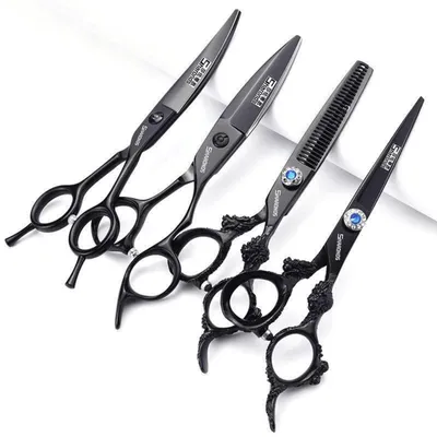 Image de Ciseaux de coiffure, ciseaux de dégradé et kit de coupe, 6 pouces, 4 pièces, en acier inoxydable