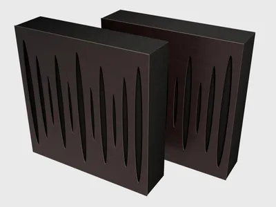 Zdjęcie produktu dla Zestaw 2 sztuk AbFuser „Pulsar” – architektoniczny pochłaniacz dźwięku i dyfuzor | Okładzina ścienna do kina domowego i studia | 50 x 50 cm [Wenge, 150 mm]