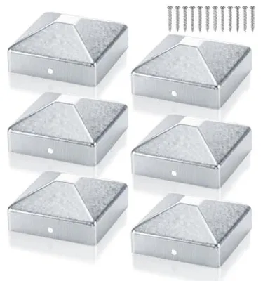 Zdjęcie produktu dla Nasadki słupków 7X7 cm metalowe ocynkowane ogrodzenie 6 sztuk