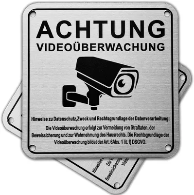 Immagine prodotto di Segnaletica adesiva per videosorveglianza, 10x10 cm, in alluminio, per interni ed esterni