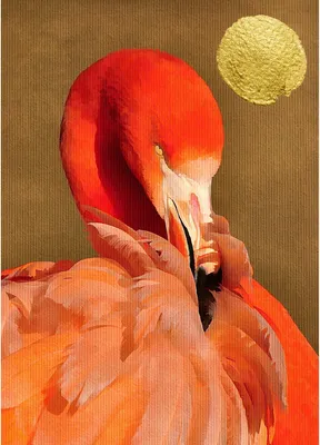 Produktbild von Tadessi Fototapete | Flamingo | 2.00 m x 2.80 m | Rot | Gold | Wandbild | Digitaldruck