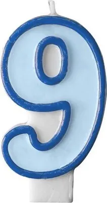 Obrázek produktu pro Narozeninová svíčka 9, modrá, 7 cm