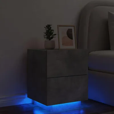Produktbild von vidaXL Nachttisch mit LED-Leuchten Betongrau Holzwerkstoff