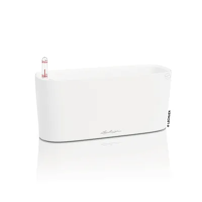 Produktbild von LECHUZA-Pflanzgefäß DELTA Premium 20 Weiß Matt | Tischgefäß mit Bewässerung und Pflanzeinsatz | matte Oberfläche | 40 x 15 x 18 cm | 15570