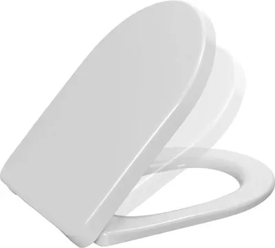 A white toilet seat with the lid partially open, shown against a white background.