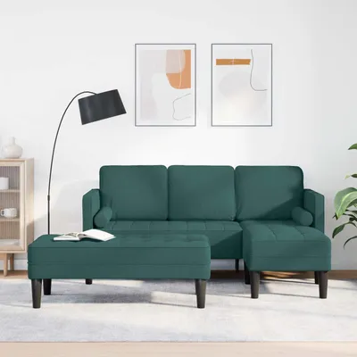 Image de vidaXL Ensemble de canapés, 2 pièces, polyester vert foncé