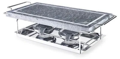 Grillplatte 37x18 cm, Edelstahl, antihaftbeschichtet, mit Stützrahmen