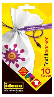 Produktbild von Textilmarker Set 10 Stifte für helle Stoffe T-Shirts Stoffbeutel Idena Farben