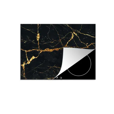 Produktbild von KitchenYeah© Herdabdeckplatte Gold - Marmor - Glitzer - Luxus , 57x51cm, Küche Deko, Glaskeramikkochfeld Herdabdeckung, Abdeckplatte fùr Kochfeld