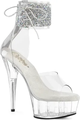 Produktbild von DELIGHT-624RS-02 Damen Sandale von Pleaser, Transparent-Silber EU 36, US 6