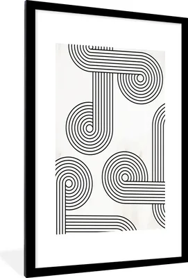 Produktbild von MuchoWow® Gerahmtes Poster Kunst - Schwarz - Weiß - Abstrakt 60x90 cm - Poster mit Schwarzem Bilderrahmen Wandposter Rahmen Foto Bilder - Dekoration - Wandposter Wohnzimmer - Hochwertig